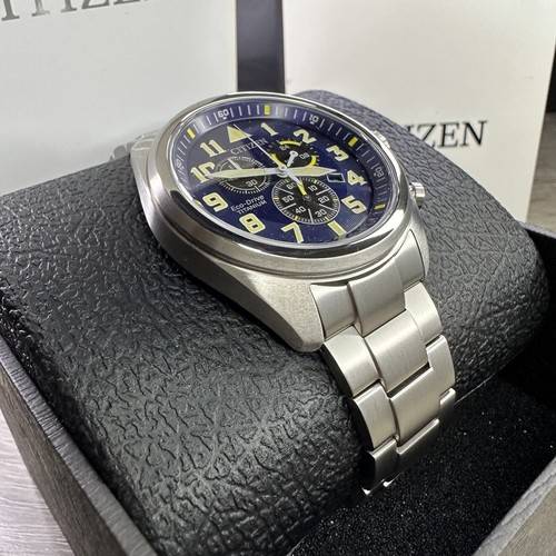 Pre-owned Citizen New✅titanium✅  Eco-drive Garrison Blue Number Dial Men's Watch At2480-57l