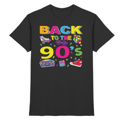Back to the 90s T-Shirt | Retro 90er Jahre Kostüm | Neon Outfit Mottoparty Shirt