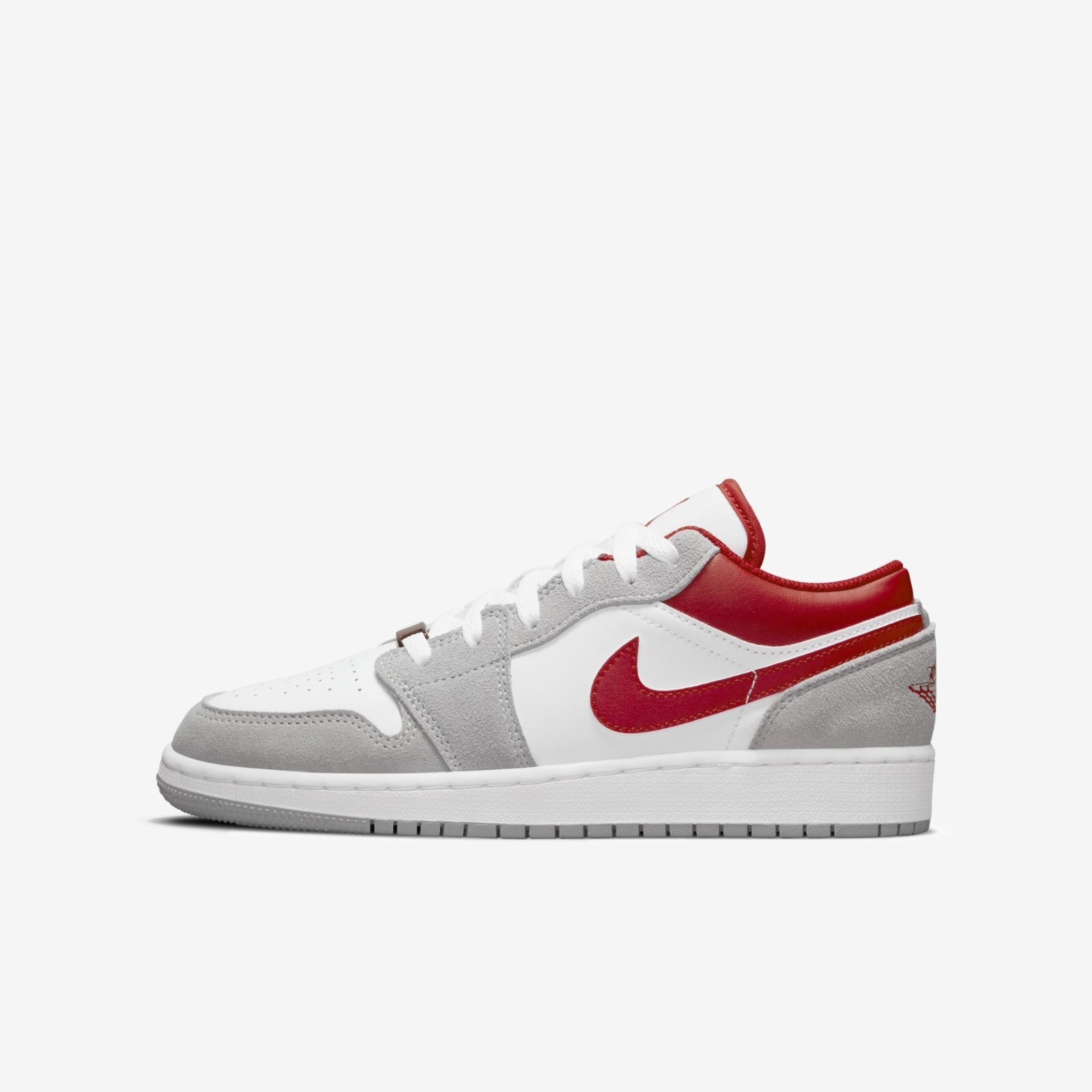 

Кроссовки Nike Air Jordan 1 Low SE Light Smoke Grey Gym Red GS DM0589-016, Light smoke grey/gym red/white, Air Jordan 1 Low SE