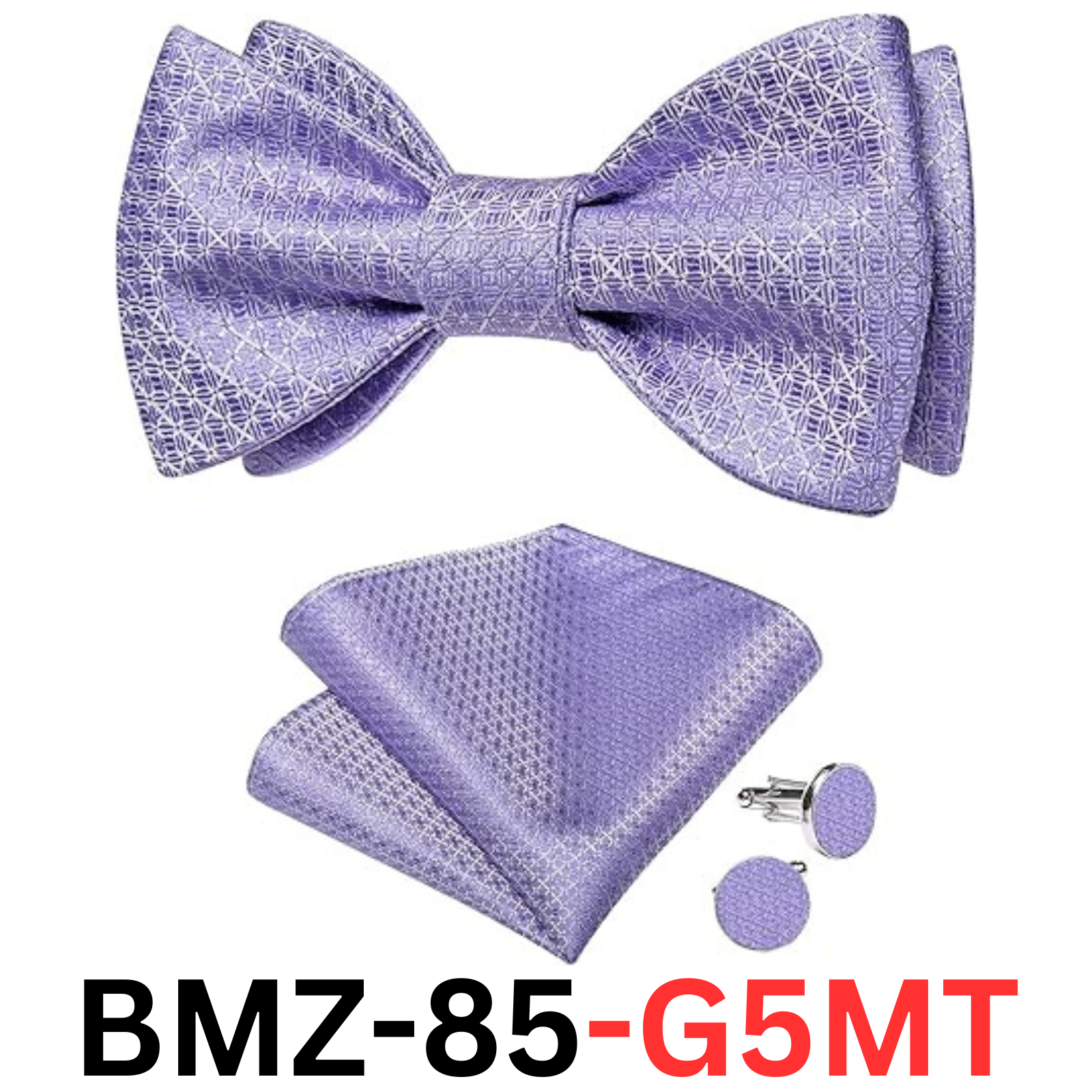 DiBanGu Men's Silk Lilac Bow Tie Set Formal Classic Self Tie Bowtie Set, Lilac