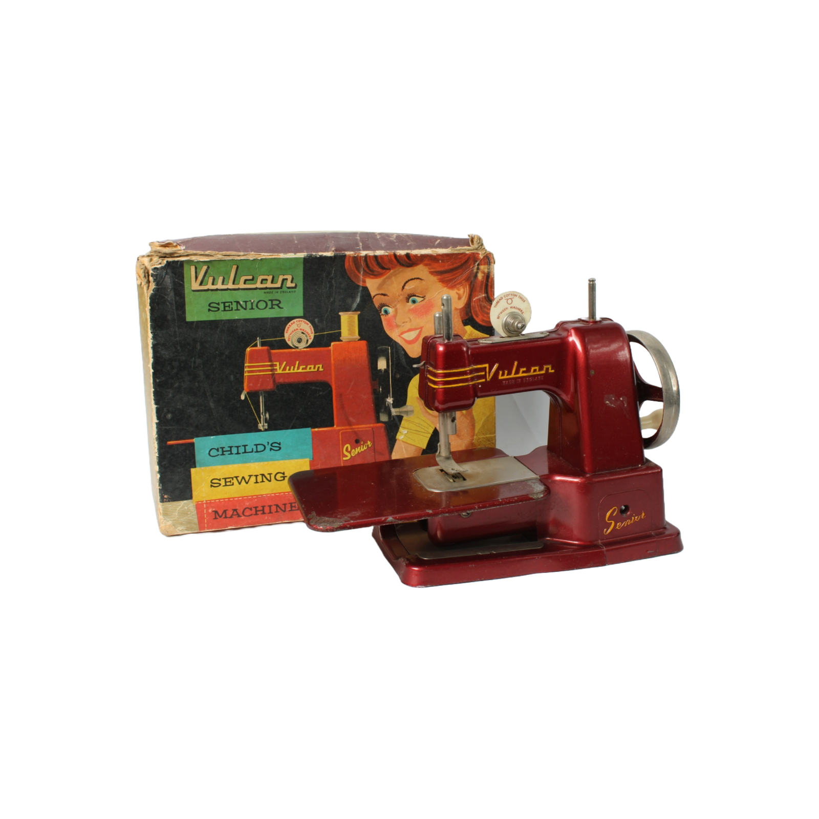Vintage Vulcan Senior Child's Sewing Machine in Original Box