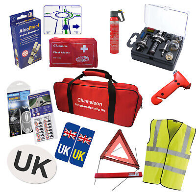 Travel Aid & Safety Bundle Breathalyser UK Sticker Vest, Bulb Triangle