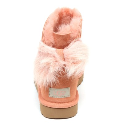 Pre-owned Ugg F7654 Stivale Donna Pink  W Fluff Bow Mini Fiocco Bow Boot Shoe Woman In Rosa