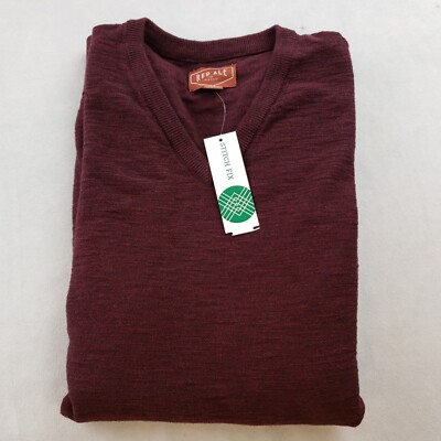 NEW Red Ale By Alesbury V Neck Burgundy Cabernet Cotton Sweater Mid Weight XL