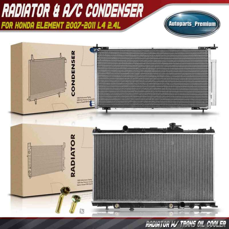Radiator & Ac Condenser Kit For Honda Element 2007 2008 2009 2010 2011 L4 2.4l