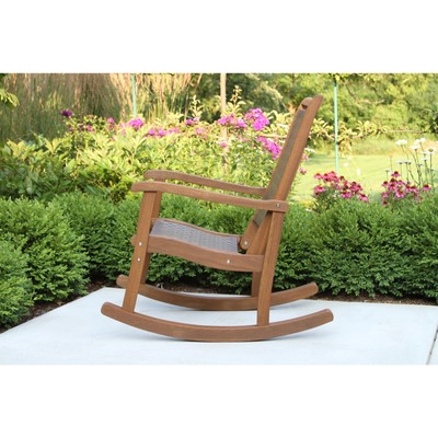 Outdoor Interiors Wicker Eucalyptus Wood Rocking Chair, Mocha Brown