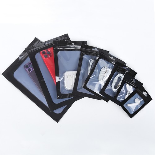 QQ Studio 100 Black Window QuickQlick™ Bags with Zip Seal for Phone Accessories