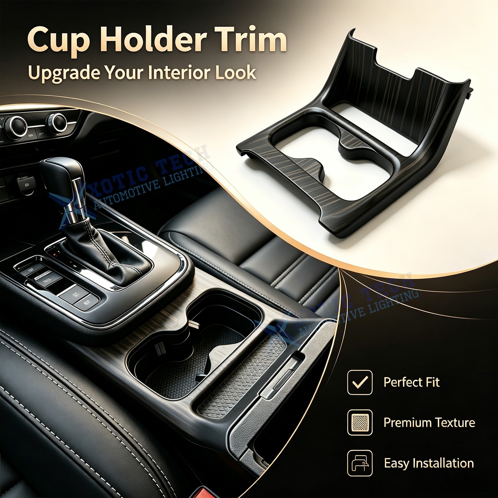 Wood Grain Center Console Cup Holder Panel Cover For Honda CRV 6th Gen 2023-up