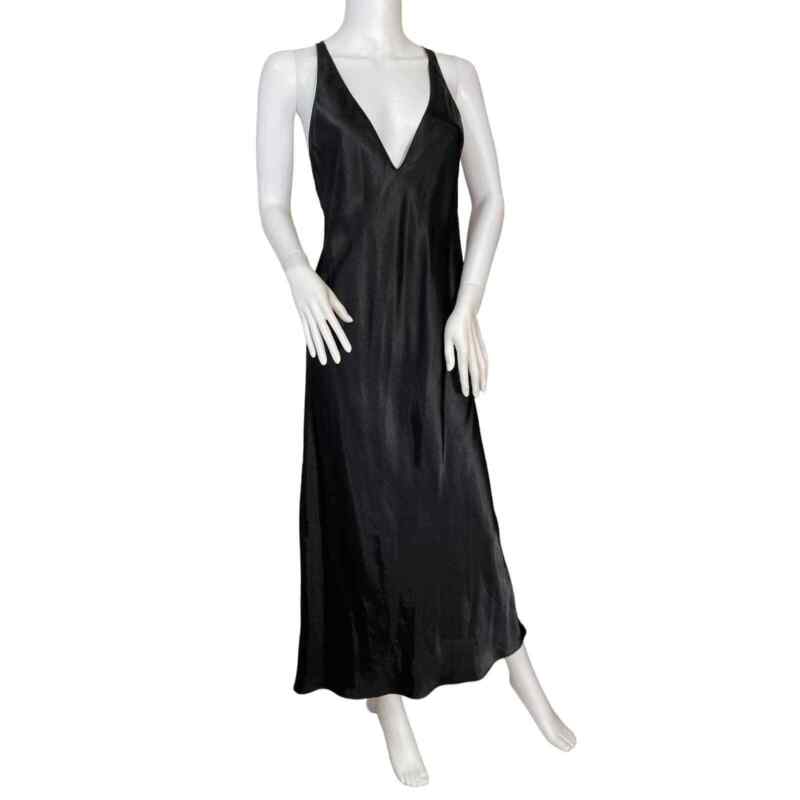Frederick'S Of Hollywood Black Long Chemise Gown, Strappy Back, Nwot, Small