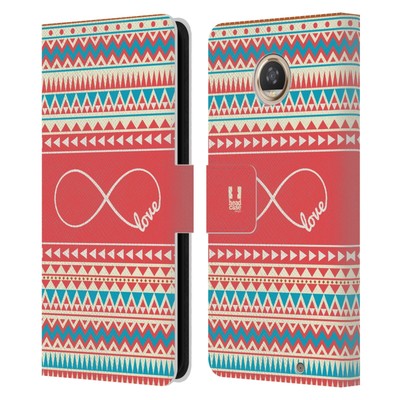 HEAD CASE DESIGNS INFINITY AZTEC LEATHER BOOK WALLET CASE FOR MOTOROLA PHONES