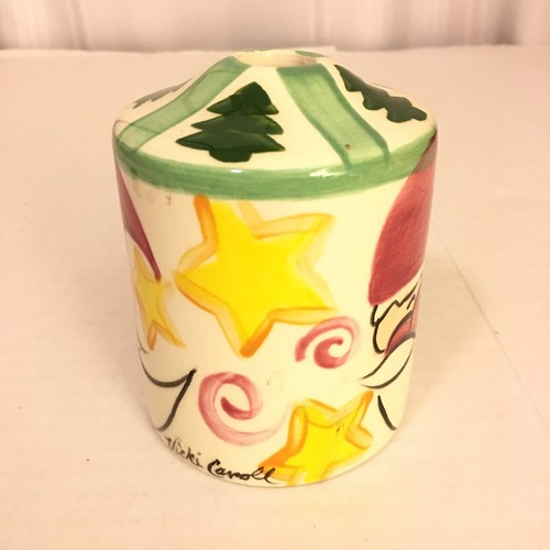 Vicki Carroll Tis The Season Christmas Santa Oil Burner Lamp Ceramic Signed EUC!