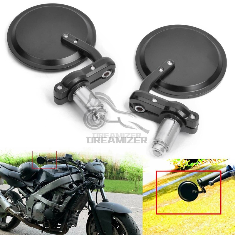 Universal 3Round 7/8 Handle Bar End Mirrors Fit For Harley Touring Street bike