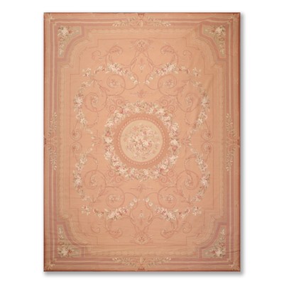 9 1''x 11 10'' Asmara Hand Woven 100% Wool French Needlepoint Area Rug Rose