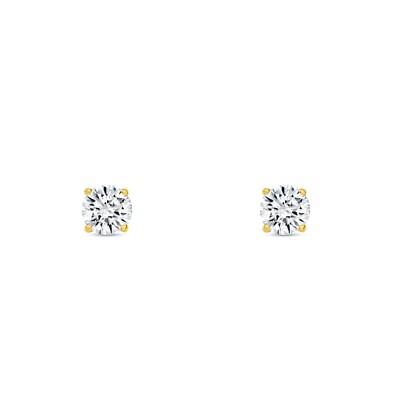 Pre-owned Shine Brite With A Diamond 3/4 Ct Round Labcreated Grown Diamond Earrings 14k Yellow Gold D/vvs Basket Push
