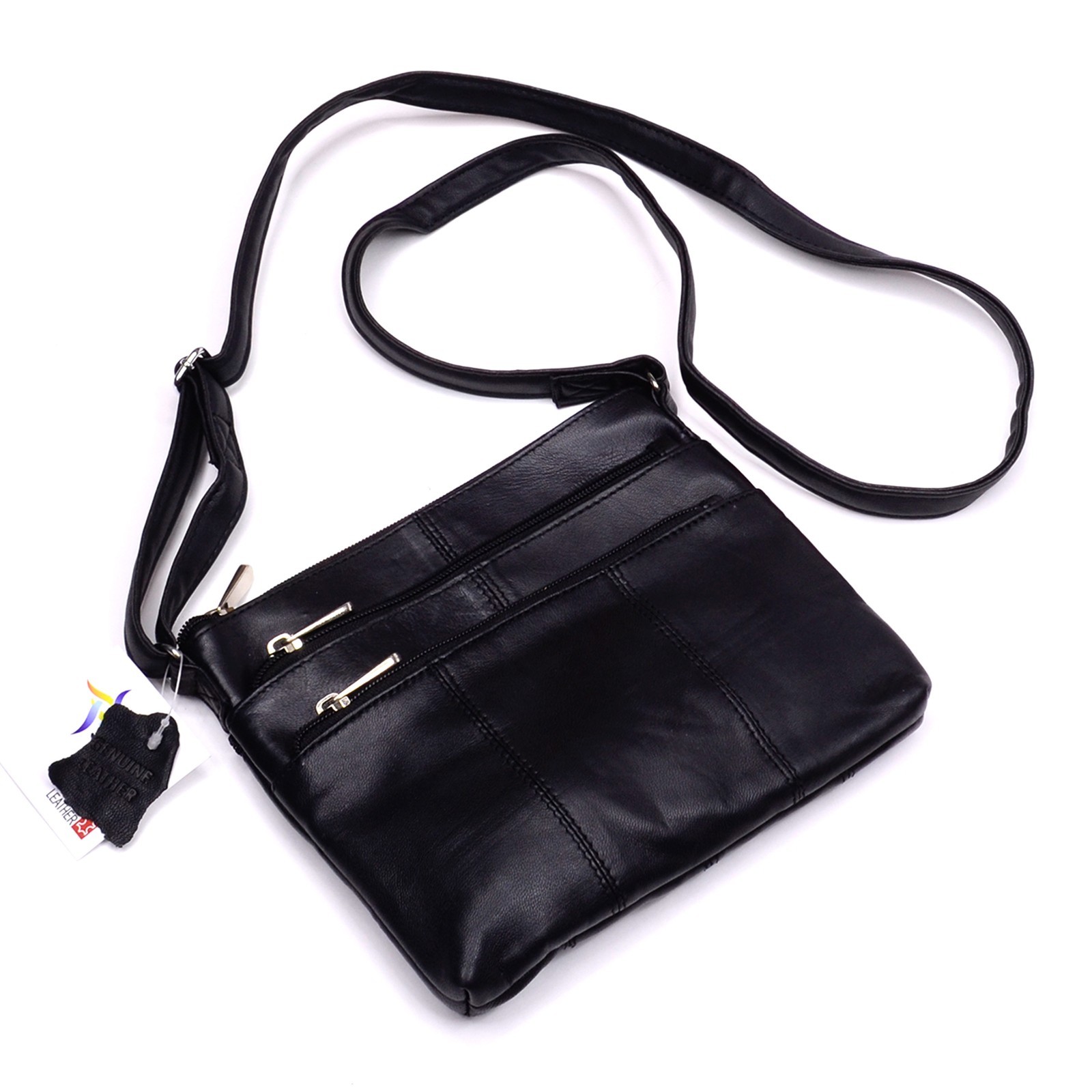 WOMEN'S LEATHER CROSS BODY BAGS ZIPPER COMPARTMENT