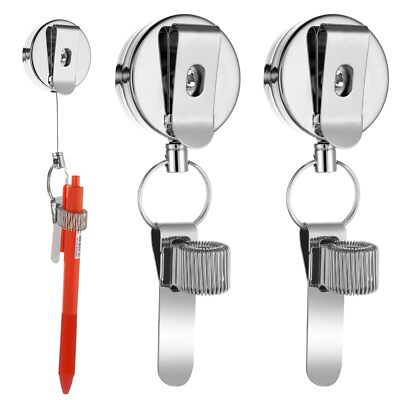 2 Pack Heavy Duty Retractable Pull Pen Pencil Holder, Ideal Grip for Markers