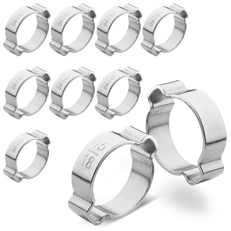 Poppstar 10x Collier De Serrage Double Oreille, Plage De Serrage 15-18mm, Inox