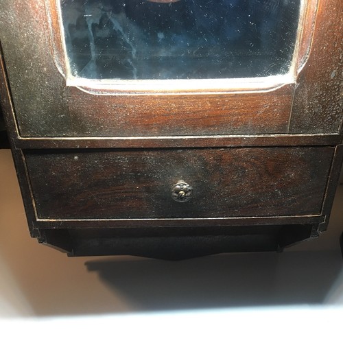 Antique Shaving Cabinet With Drawer And Beveled Mirror