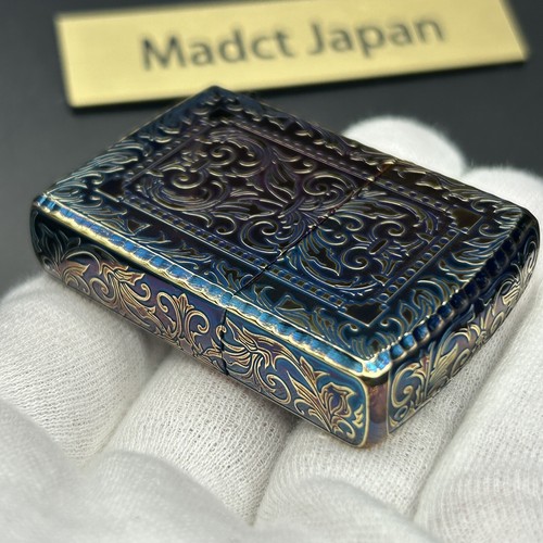 Armor 5 Sides Arabesque Engraved Antique Brass Zippo MIB Rare Velour Case
