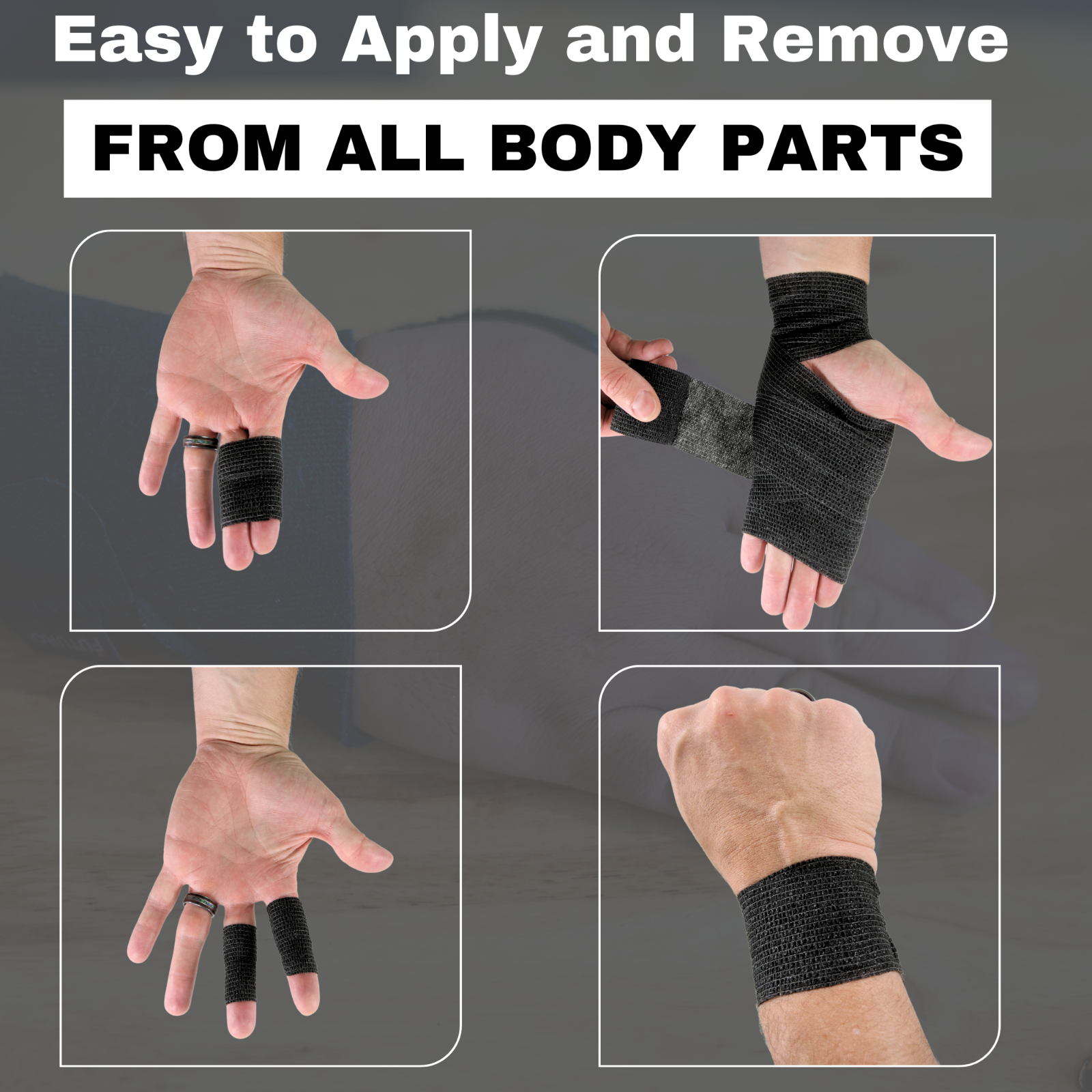 24 Count Black Self Adhesive Bandage Wrap, 2" x 5 Yards (15 feet) Tape