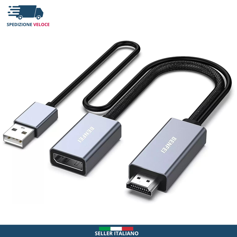 Cavo DisplayPort A HDMI 4K 1 Metro - Adattatore Maschio-Maschio Per PC, Monitor, TV, Proiettore - Foto 7