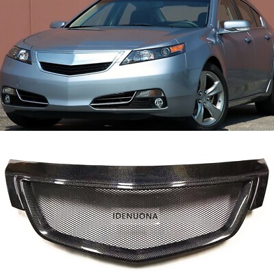 1x Carbon Fiber Front Bumper Grill Mesh For Acura TL Sedan 2012-2014 2013 Black