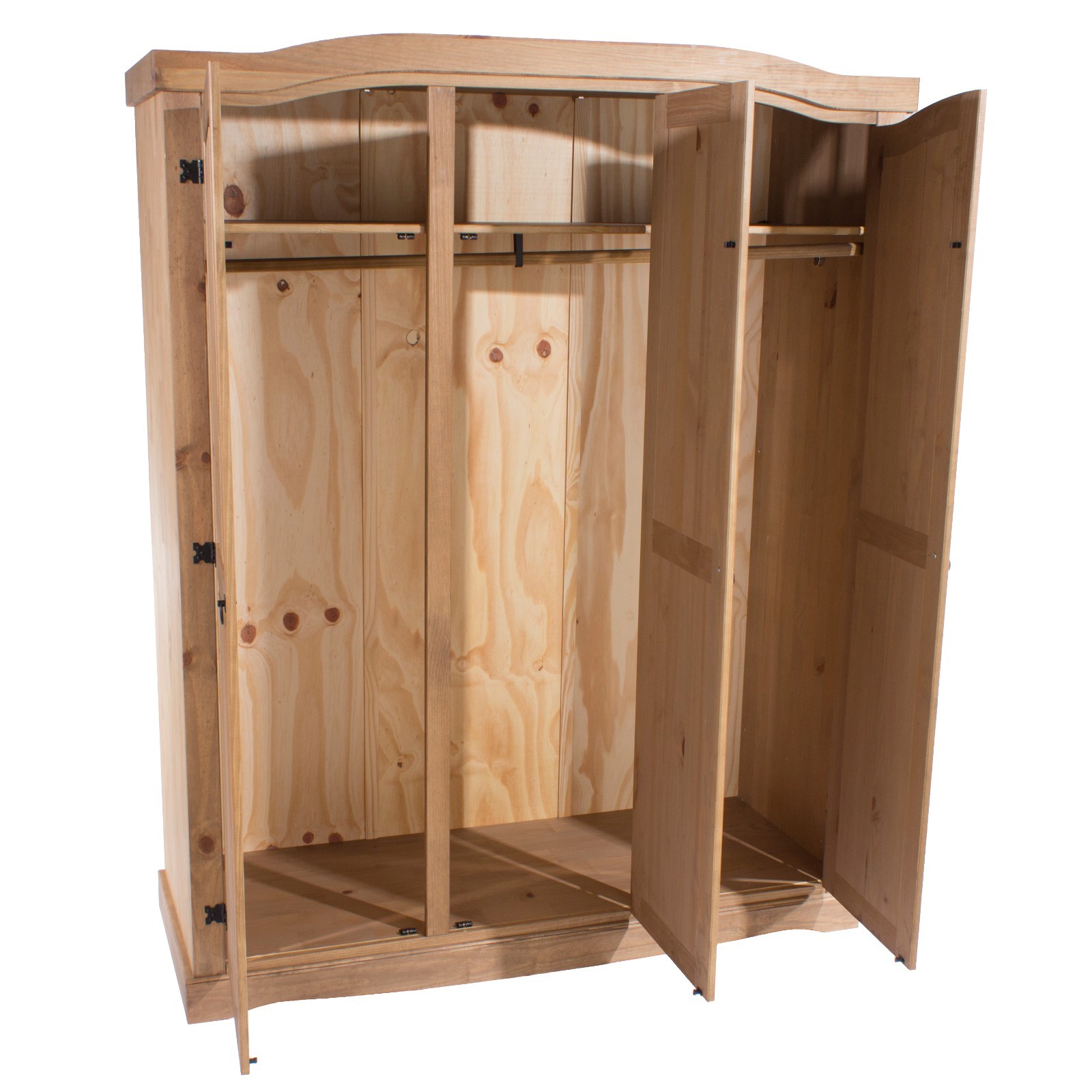 Corona 3 Door Wardrobe With Shelving Large Solid Medium Wood