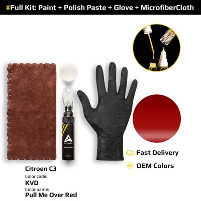 Touch up Paint For Citroen C3 - Pull Me Over Red KVD Full Repair Kit