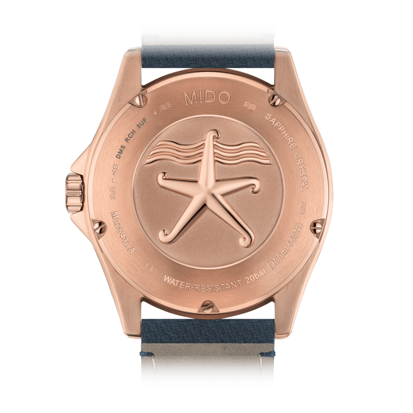 Pre-owned Mido Ocean Star 200 Rose Gold Blue Dial Fabric Strap 42mm Watch M0264303604100