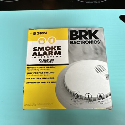 BRK Electronics Smoke Alarm Ionization 9V Battery Operated Model 83RN