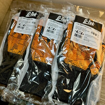 Set (3) G-Tek  PolyKor  XL Seamless Knit Blended Glove D3O Nitrile MicroSurface