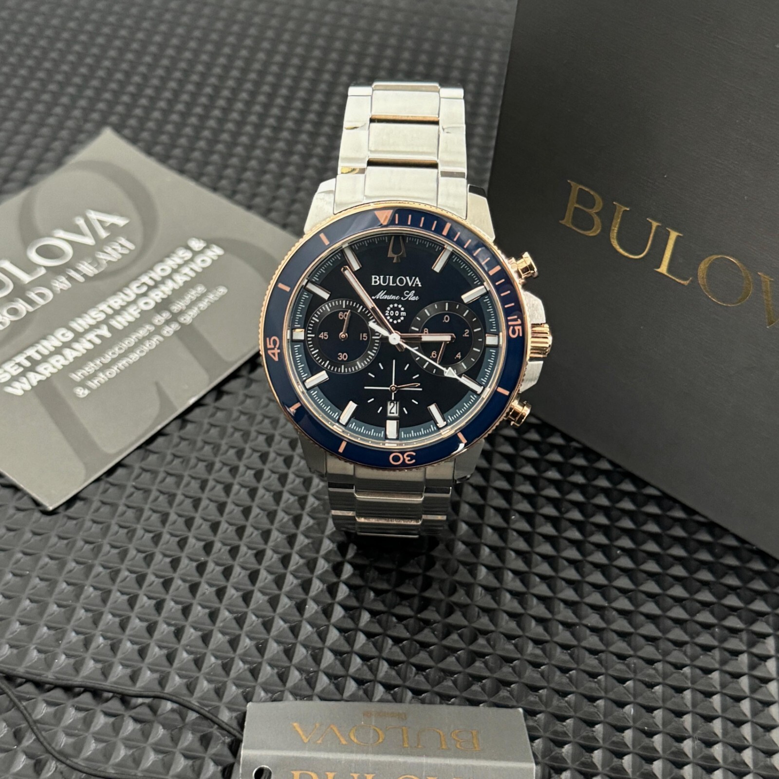 Pre-owned Bulova - Marine Star Blue Dial Men's Quartz Watch With Tags (98b301)