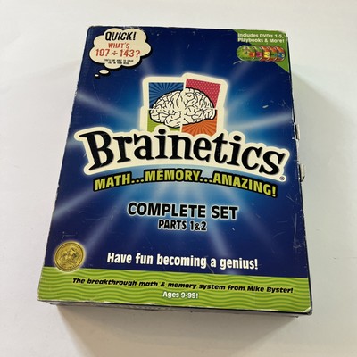 Brainetics Math Memory System Complete Set Parts 1 & 2 Flash Cards Books 5 Discs