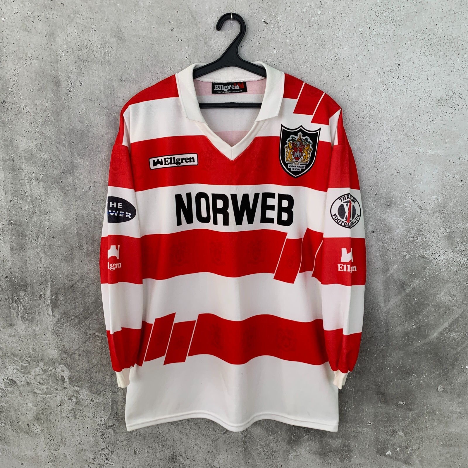 WIGAN WARRIORS 1990 1992 HOME RUGBY LEAGUE SHIRT VINTAGE
