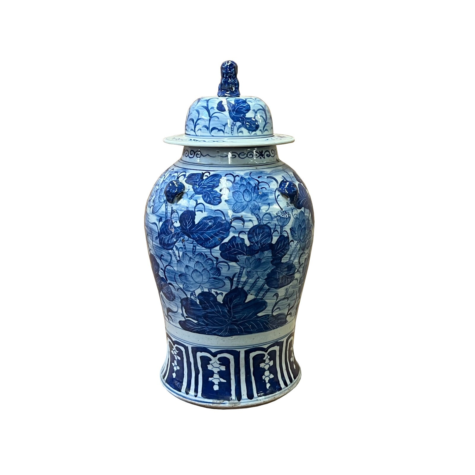 Chinese Blue & White Lotus Flower Porcelain Large Temple General Jar ws2551S Chinese Blue & White Lotus Flower Porcelain Large Temple General Jar ws2551S
