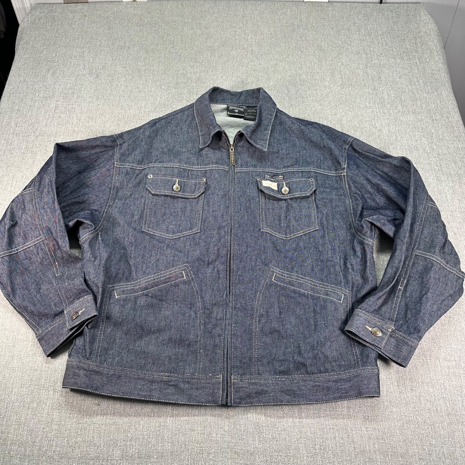 Rocawear ダークデニムジャケット XXL 00s ROCA WEAR Zip-Up Black Denim Jacket 黒 XXXL ロカウェア