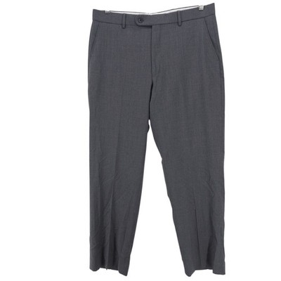 NEIMAN MARCUS Super 120s Wool Gray Dress Pants Flat Front Canada EUC Size 36
