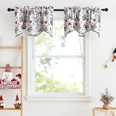 Merry Christmas Valances for Kitchen Windows Small Valance Farmhouse Short Cu...