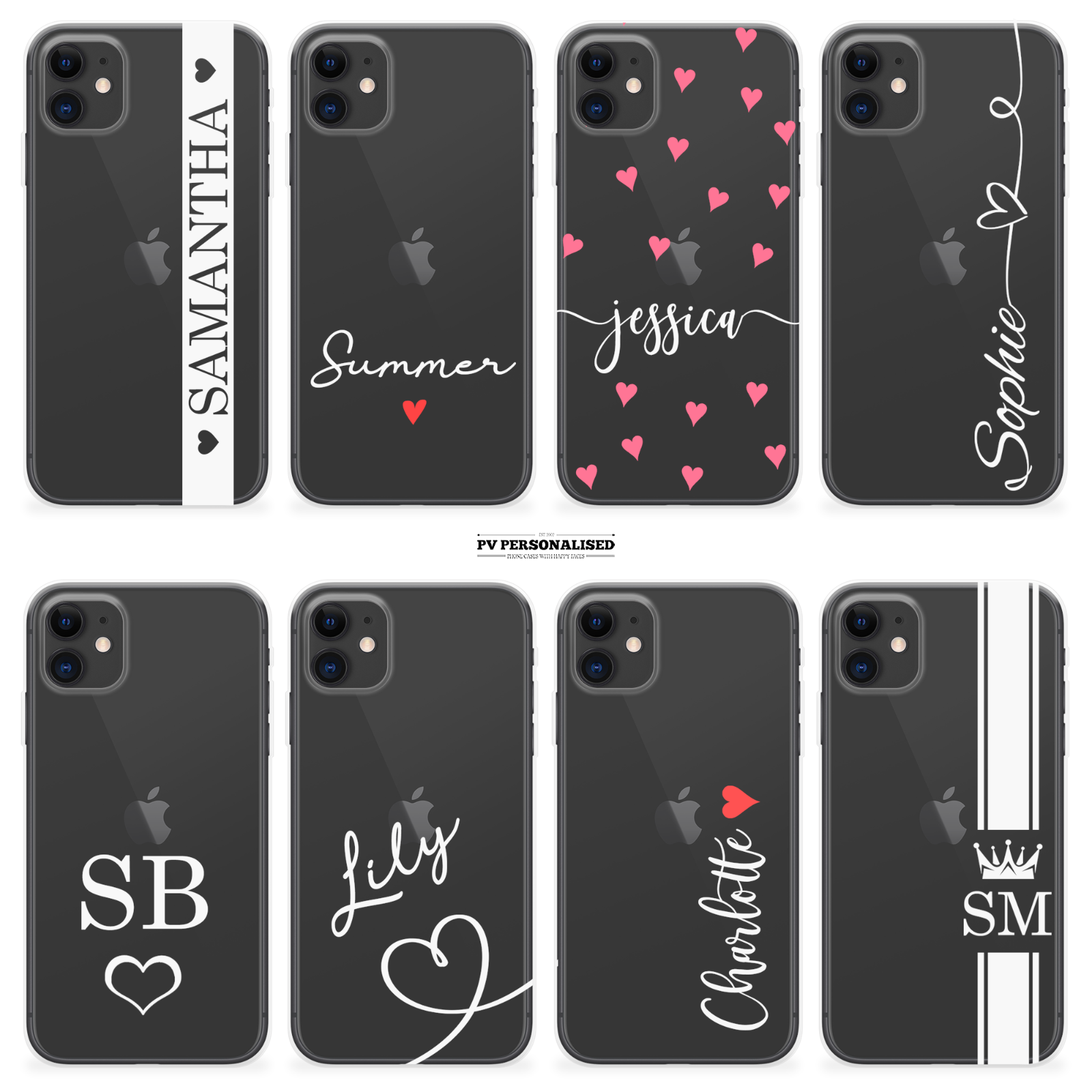 Personalised Phone Case Clear Name Silicone Cover For iPhone 11 12 13 Pro 14 15