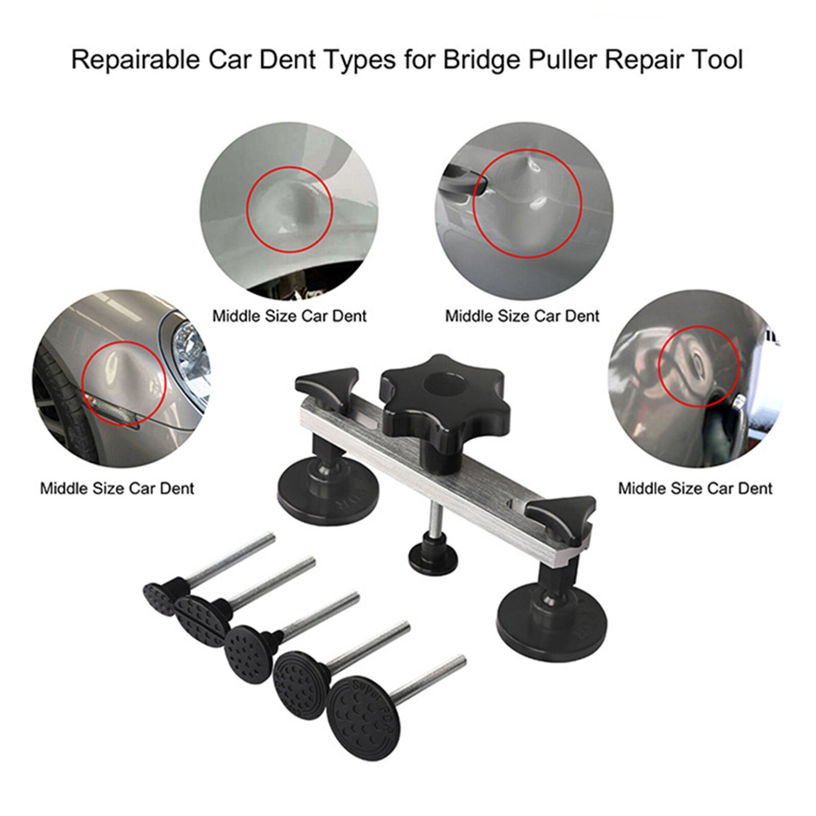 Car Paintless Dent Puller Tabs Bridge Lifter Body Repair Hail Removal Tool Kit