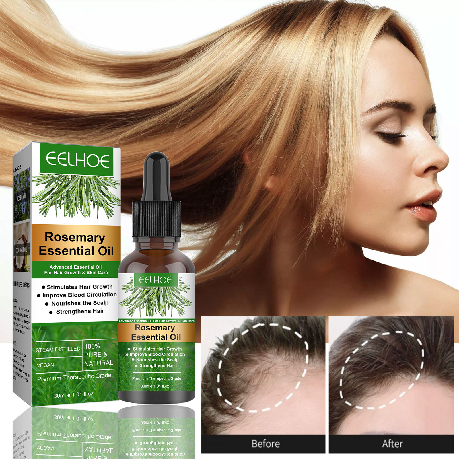 Rosemary Essential Oil for Hair Growth 100% Pure Natural Therapeutic Grade Safe