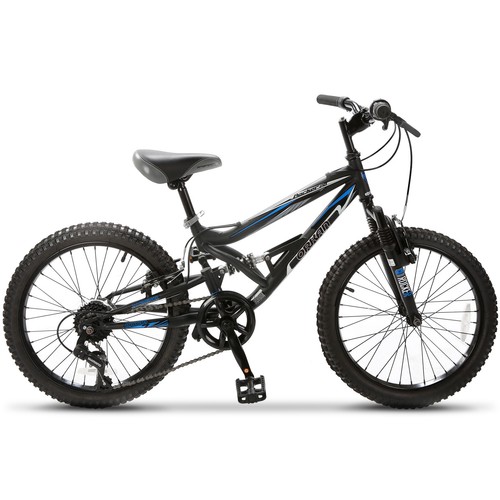 20" Mountain Bike 7 Speed Rocker Bicycle Shimano Hybrid Suspension Sports Black