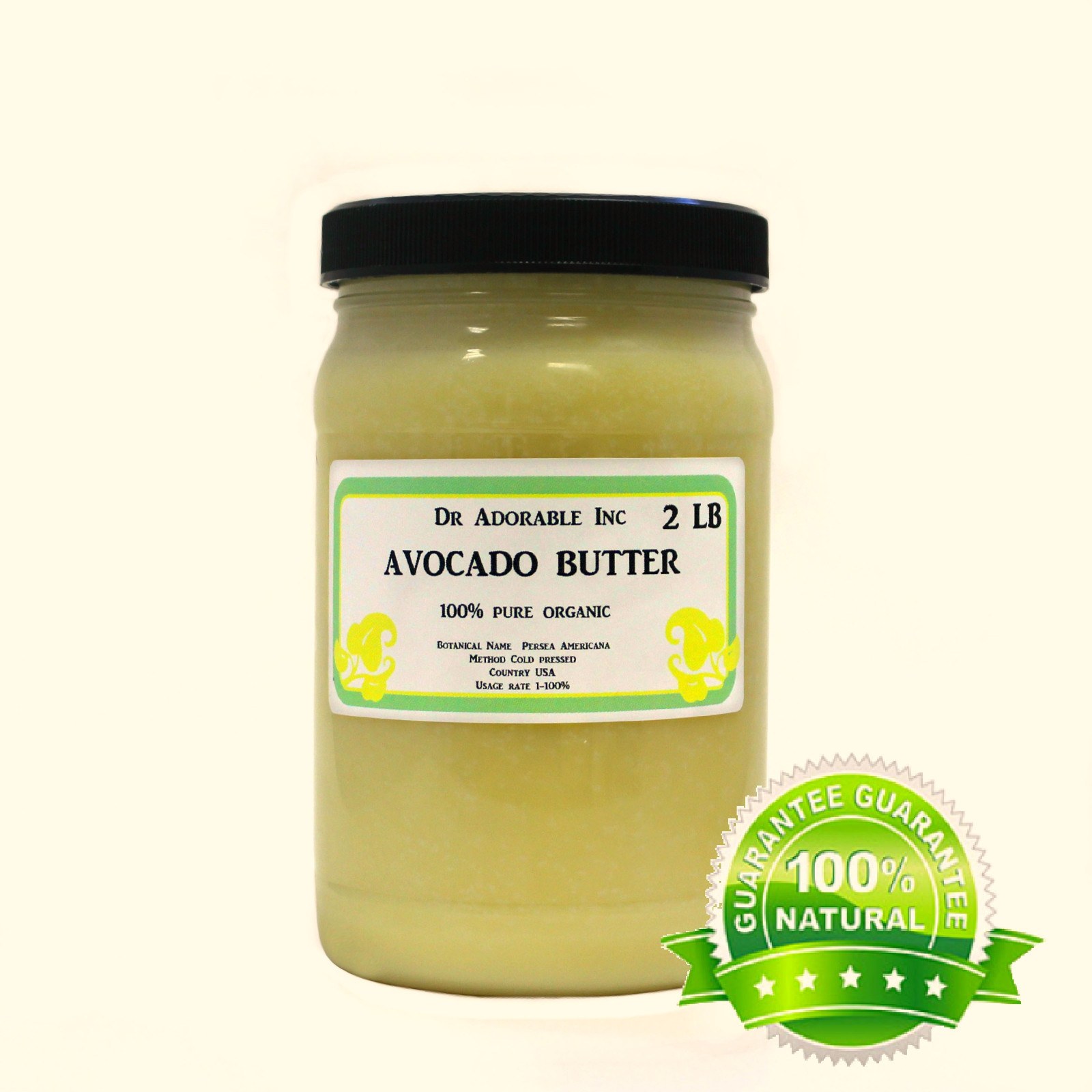 REFINED AVOCADO BUTTER BY DR.ADORABLE ORGANIC COLD PRESSED 2 OZ 8OZ UP TO 12LB 