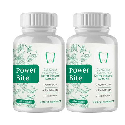 2-Pack Power Bite Oral Pills - Dietary Supplement For Teeth & Gums -120 Capsules