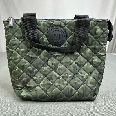 Steve Madden Green Quilted Camouflage Camo Insulated Lunch Bag
