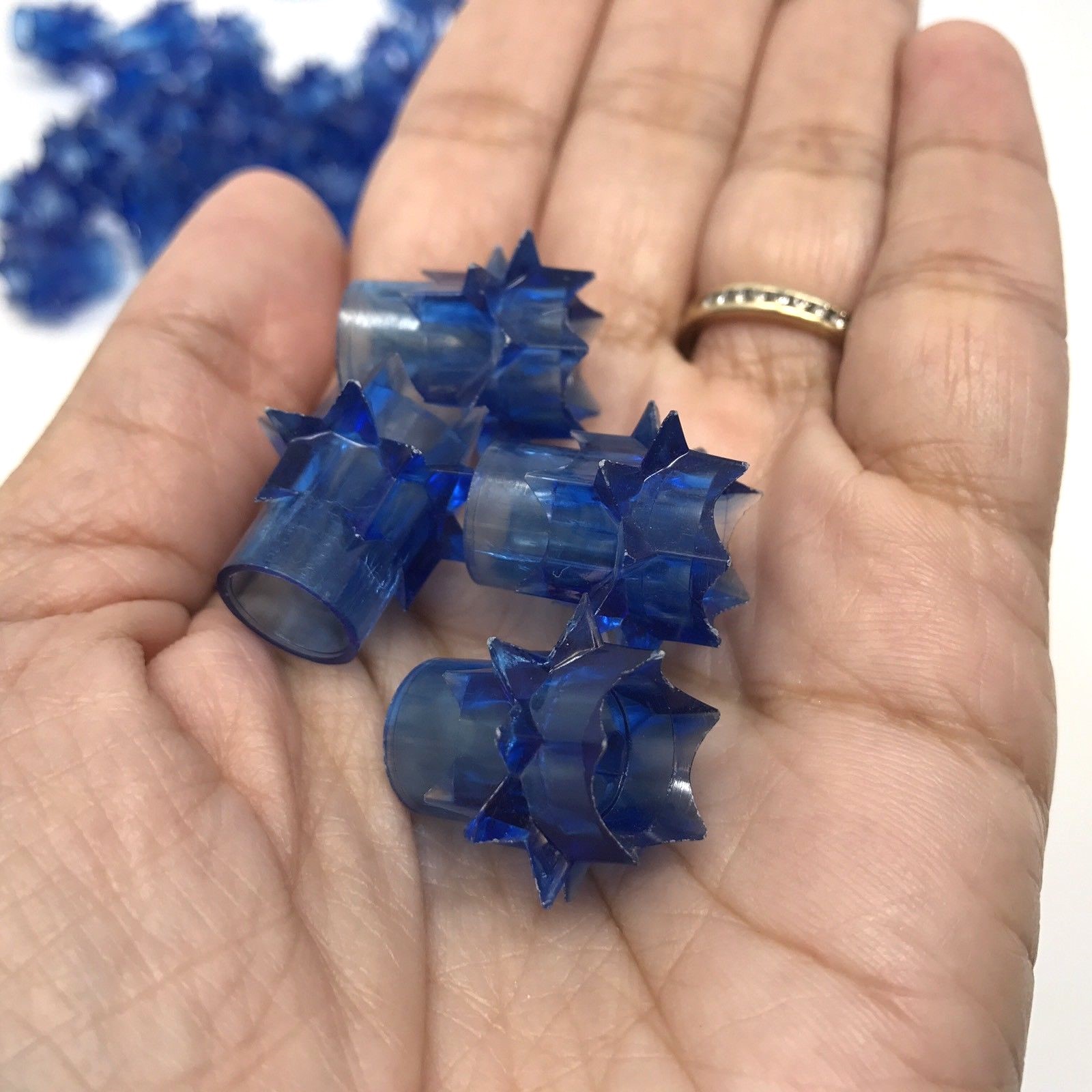 VINTAGE STARBURST ATOMIC STAR CHRISTMAS LIGHT COVERS REFLECTORS IN BLUE - 60