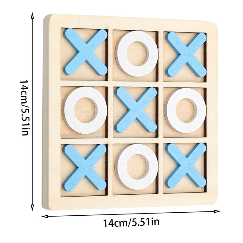 Kids Gift Tic-Tac-Toe Game Mini Tabletop Wooden Board Game Competitive XO Blocks