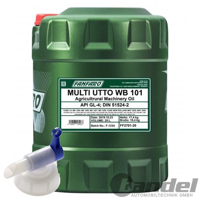 20 LITER FANFARO GETRIEBEÖL + HAHN FF MULTI UTTO WB 101 API GL-4 DIN 51524-2