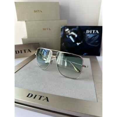 Pre-owned Dita Dubsystem Dts157-a-03 Silver Rose Gold Turquoise Navigator Large Sunglasses