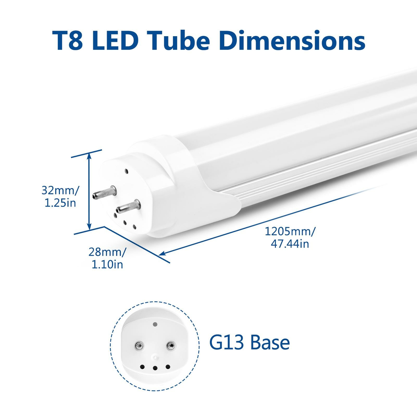 Dimmable 3500K - 6000K LED 2/3/4FT Foot T8 Tube Light Bulbs 18W MILKY LENS CRI80